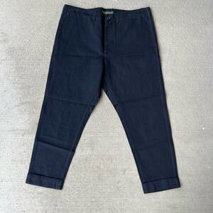 casey casey women's marie pant navy mid rise relaxed fit size L